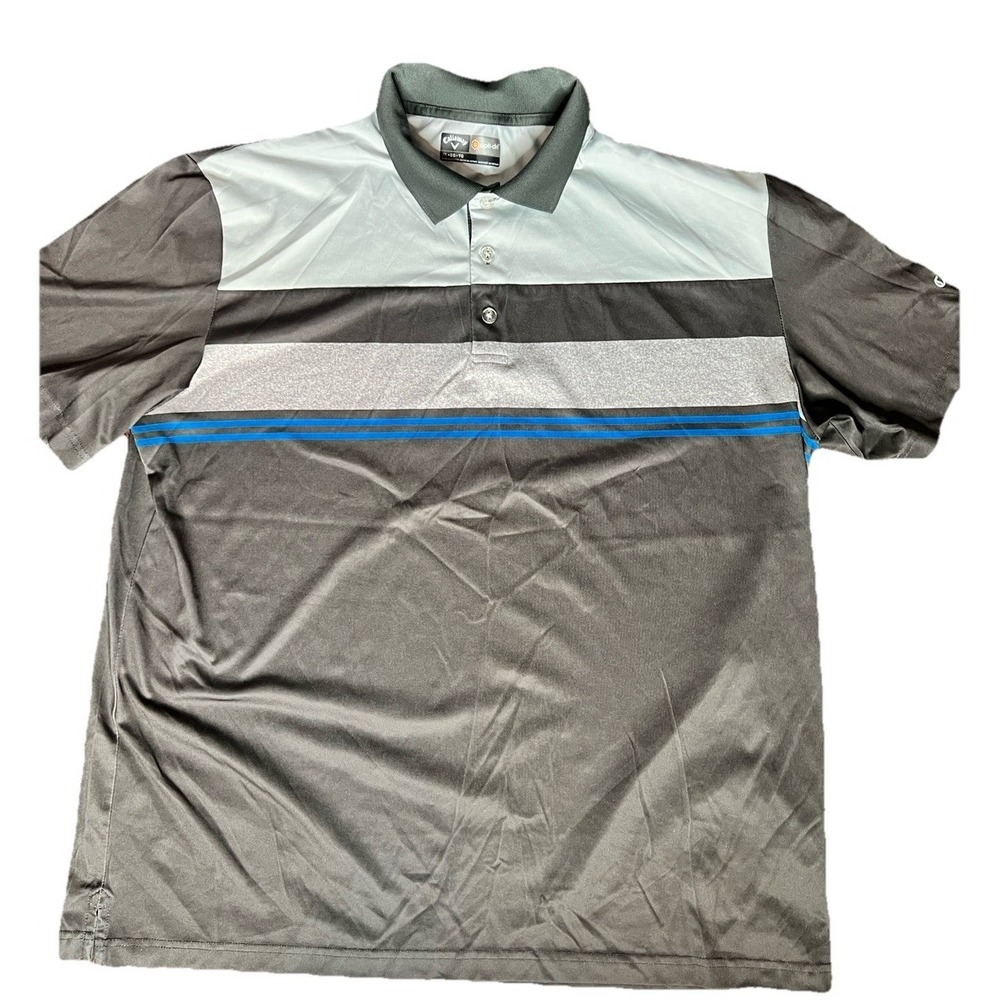 Callaway Opti Dri Polo Golf Shirt Mens‎ XL Gray Colorblock Moisture Wicking